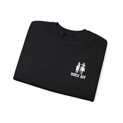 Horse Boy Logo Small White - Unisex Heavy Blend™ Crewneck Sweatshirt
