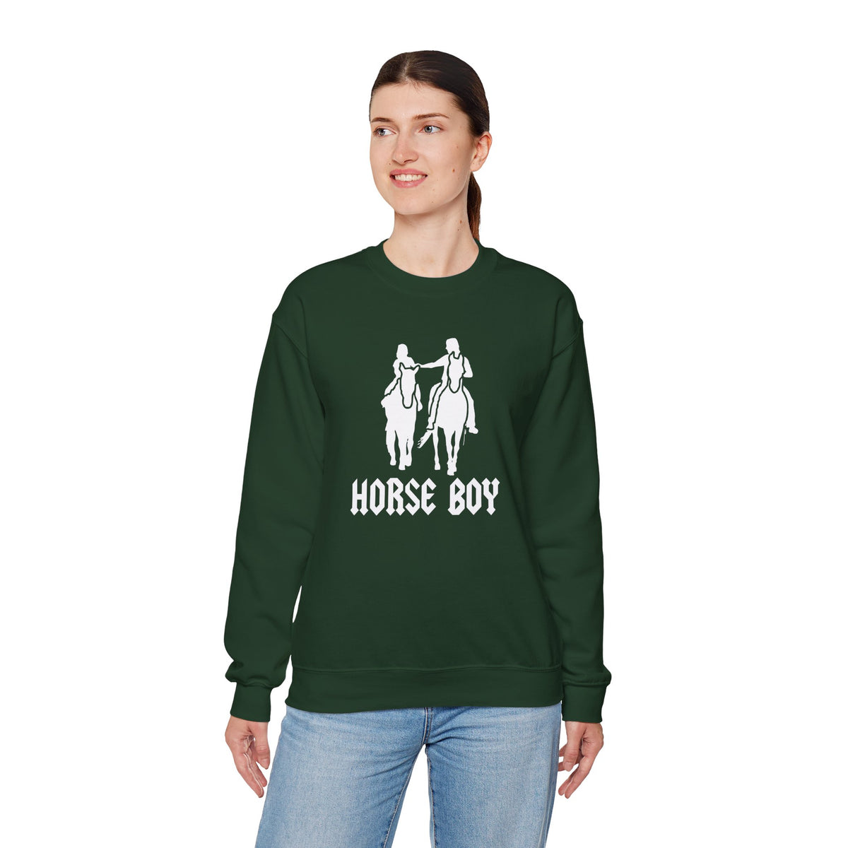Horse Boy Crewneck Sweatshirt — Live Free, Ride Free on back