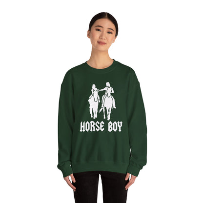 Horse Boy Logo White - Unisex Heavy Blend™ Crewneck Sweatshirt