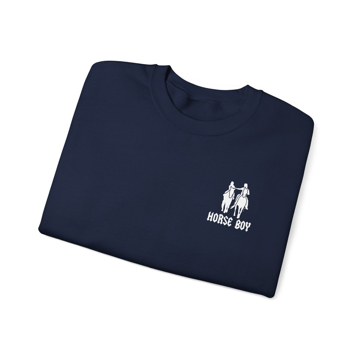 Horse Boy Logo Small White - Unisex Heavy Blend™ Crewneck Sweatshirt