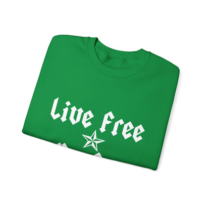 Live Free Ride Free - Light Letters - Unisex Heavy Blend™ Crewneck Sweatshirt