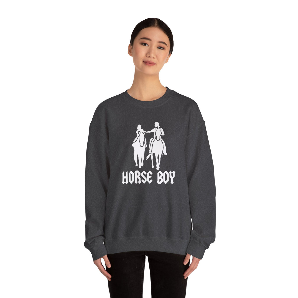 Horse Boy Crewneck Sweatshirt — Live Free, Ride Free on back