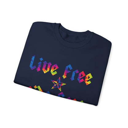 Live Free Ride Free Tie Dye Unisex Heavy Blend™ Crewneck Sweatshirt