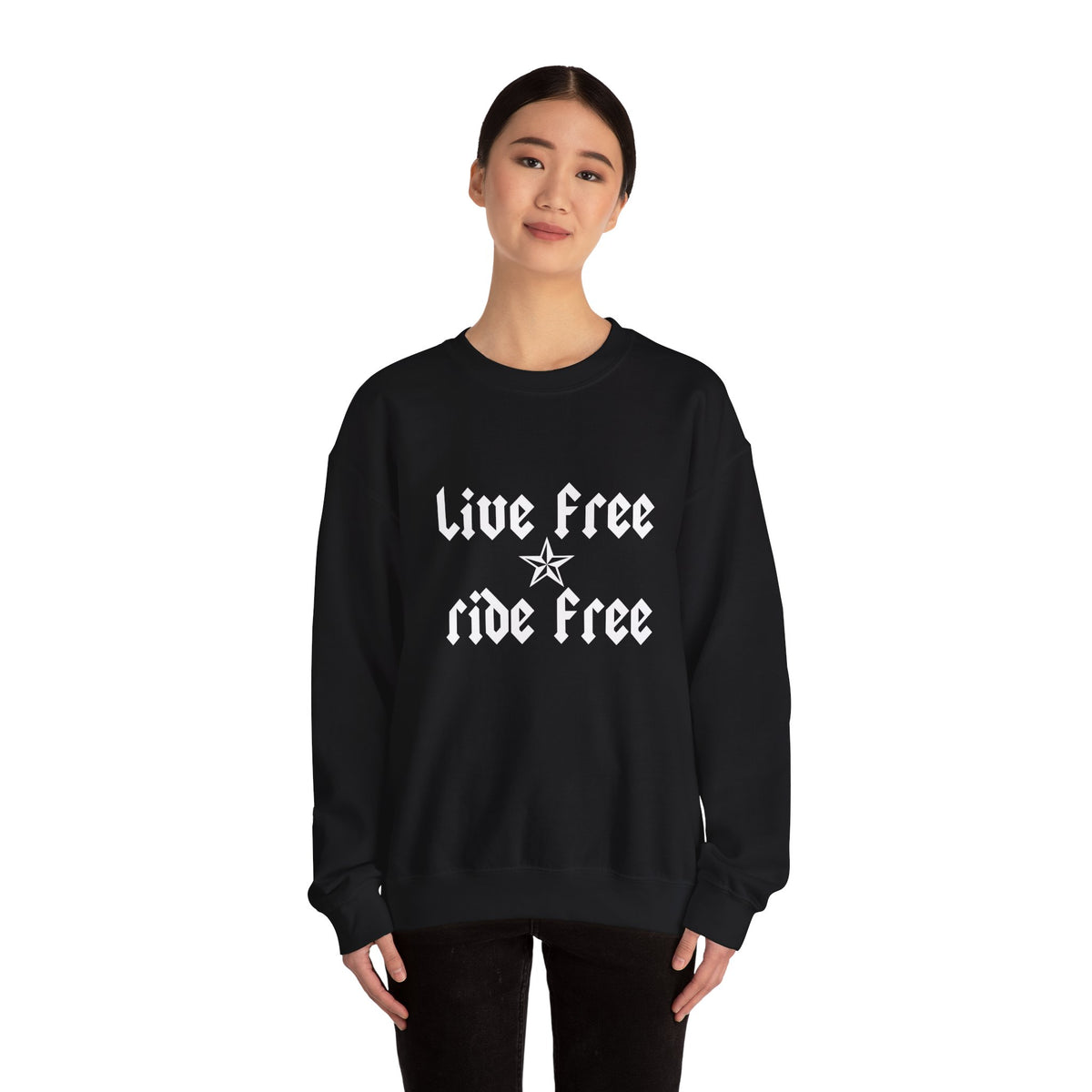 Live Free Ride Free - Light Letters - Unisex Heavy Blend™ Crewneck Sweatshirt