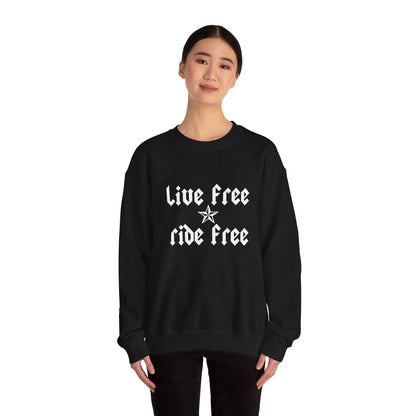 Live Free Ride Free - Light Letters - Unisex Heavy Blend™ Crewneck Sweatshirt