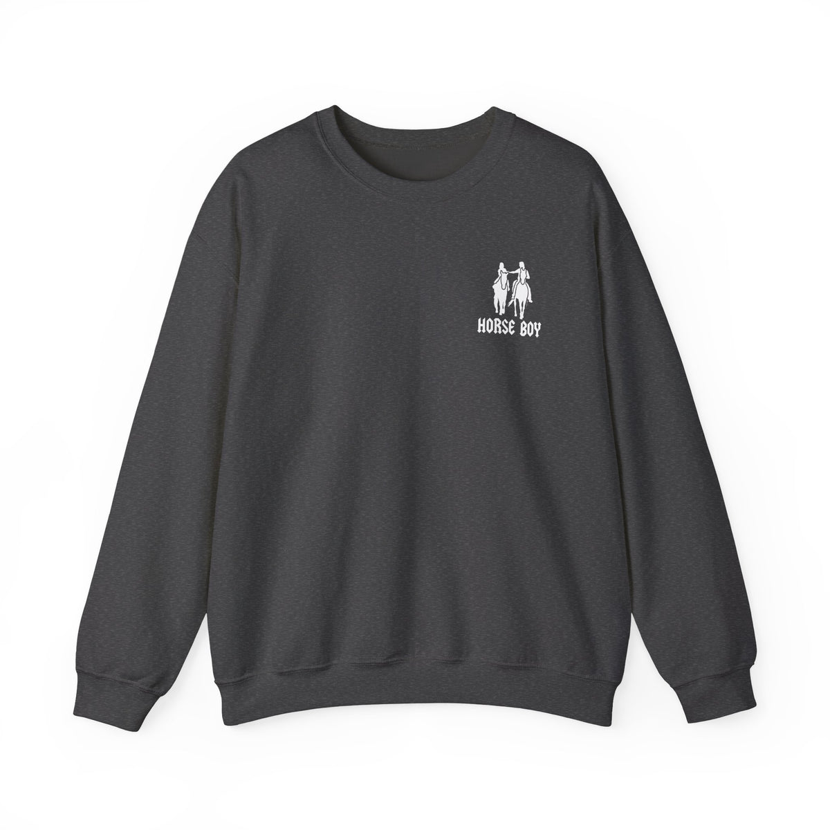 Horse Boy Logo Small White - Unisex Heavy Blend™ Crewneck Sweatshirt