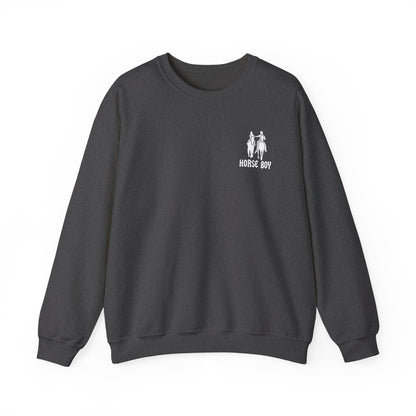 Horse Boy Logo Small White - Unisex Heavy Blend™ Crewneck Sweatshirt
