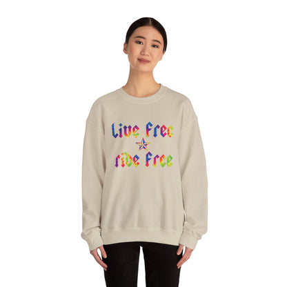 Live Free Ride Free Tie Dye Unisex Heavy Blend™ Crewneck Sweatshirt