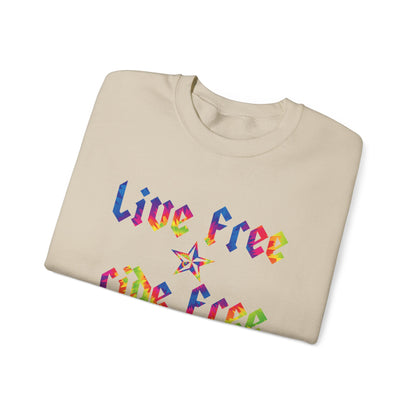 Live Free Ride Free Tie Dye Unisex Heavy Blend™ Crewneck Sweatshirt