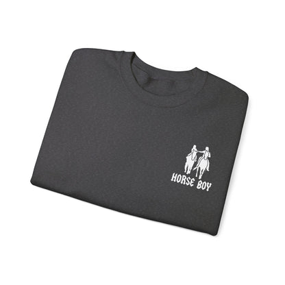 Horse Boy Logo Small White - Unisex Heavy Blend™ Crewneck Sweatshirt