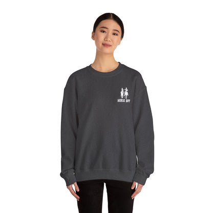 Horse Boy Logo Small White - Unisex Heavy Blend™ Crewneck Sweatshirt
