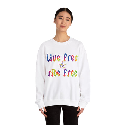 Live Free Ride Free Tie Dye Unisex Heavy Blend™ Crewneck Sweatshirt