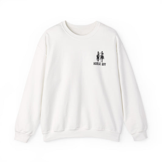 Horse Boy Crewneck Sweatshirt — "Live Free • Ride Free" Back Print