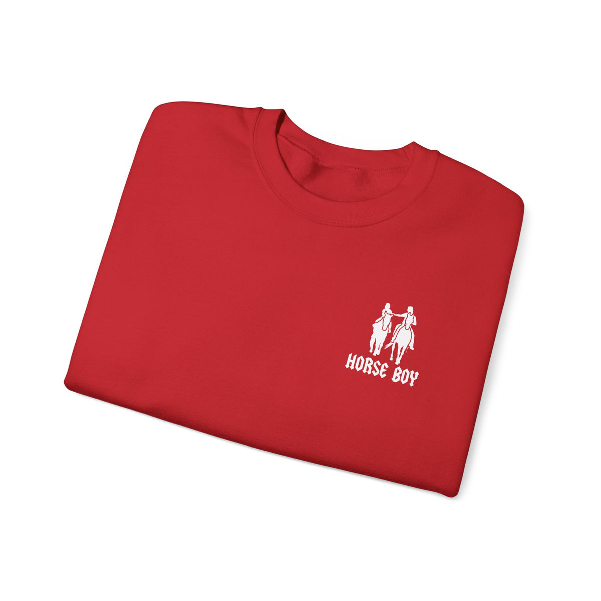 Horse Boy Logo Small White - Unisex Heavy Blend™ Crewneck Sweatshirt