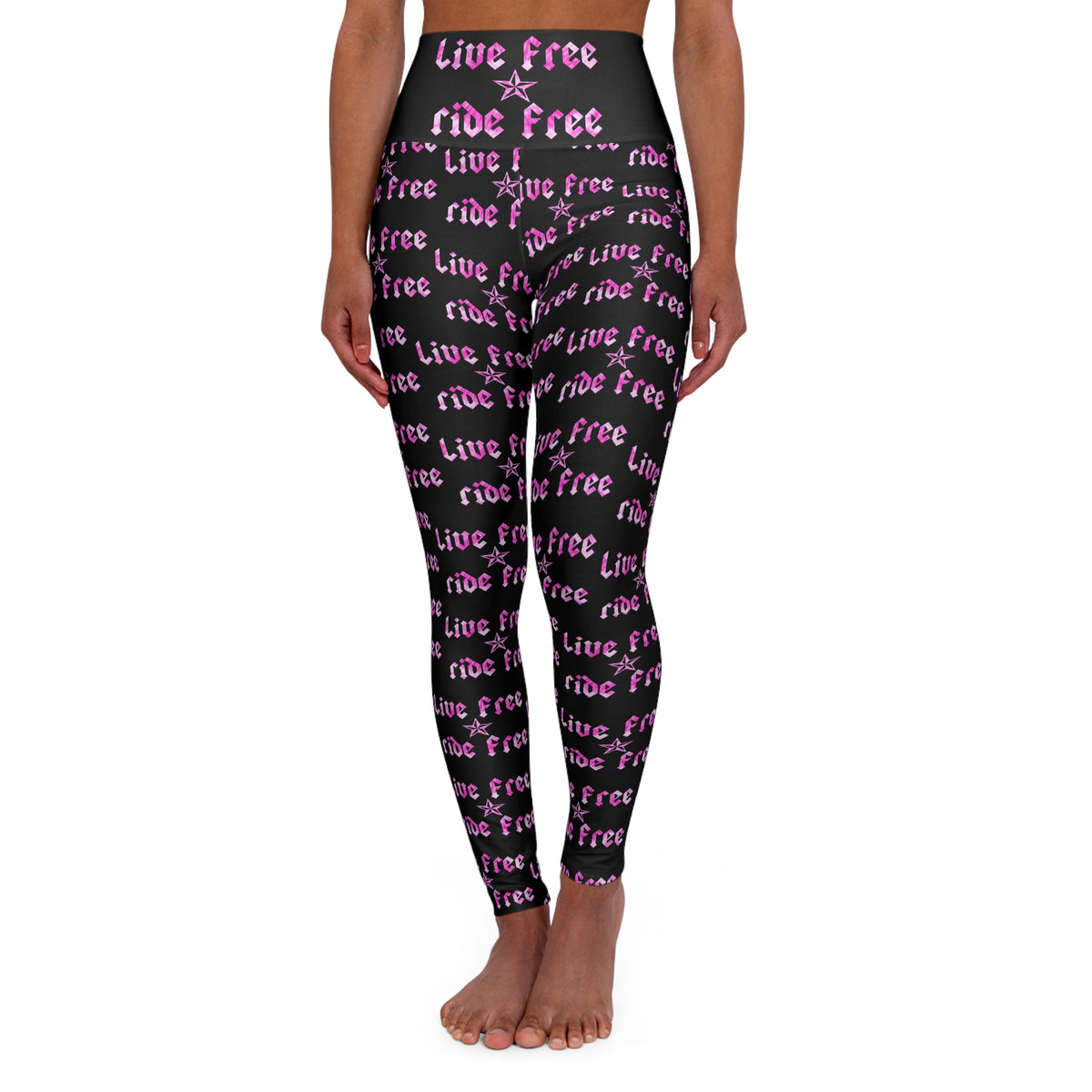 Live Free Ride Free Pink Tie Dye - High Waisted Yoga Leggings (AOP)
