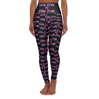Live Free Ride Free Pink Tie Dye - High Waisted Yoga Leggings (AOP)