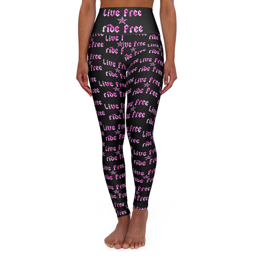 Live Free Ride Free Pink Tie Dye - High Waisted Yoga Leggings (AOP)