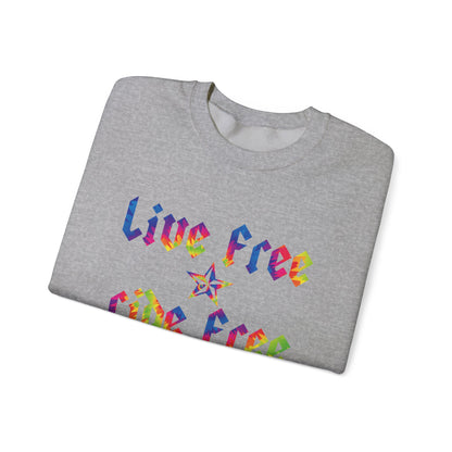 Live Free Ride Free Tie Dye Unisex Heavy Blend™ Crewneck Sweatshirt