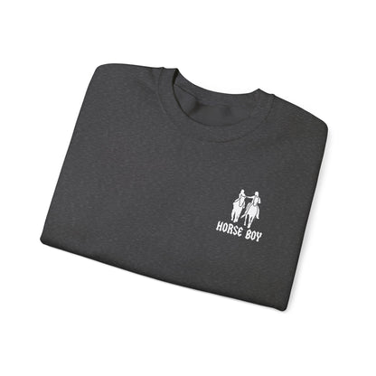 Horse Boy Logo Small White - Unisex Heavy Blend™ Crewneck Sweatshirt