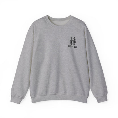 Horse Boy Crewneck Sweatshirt — "Live Free • Ride Free" Back Print