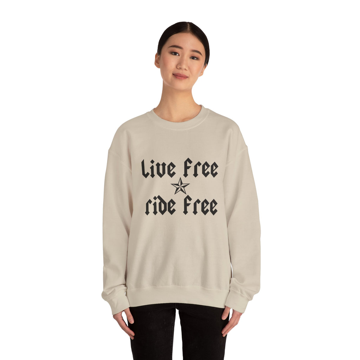 Live Free Ride Free - Dark Letters - Unisex Heavy Blend™ Crewneck Sweatshirt