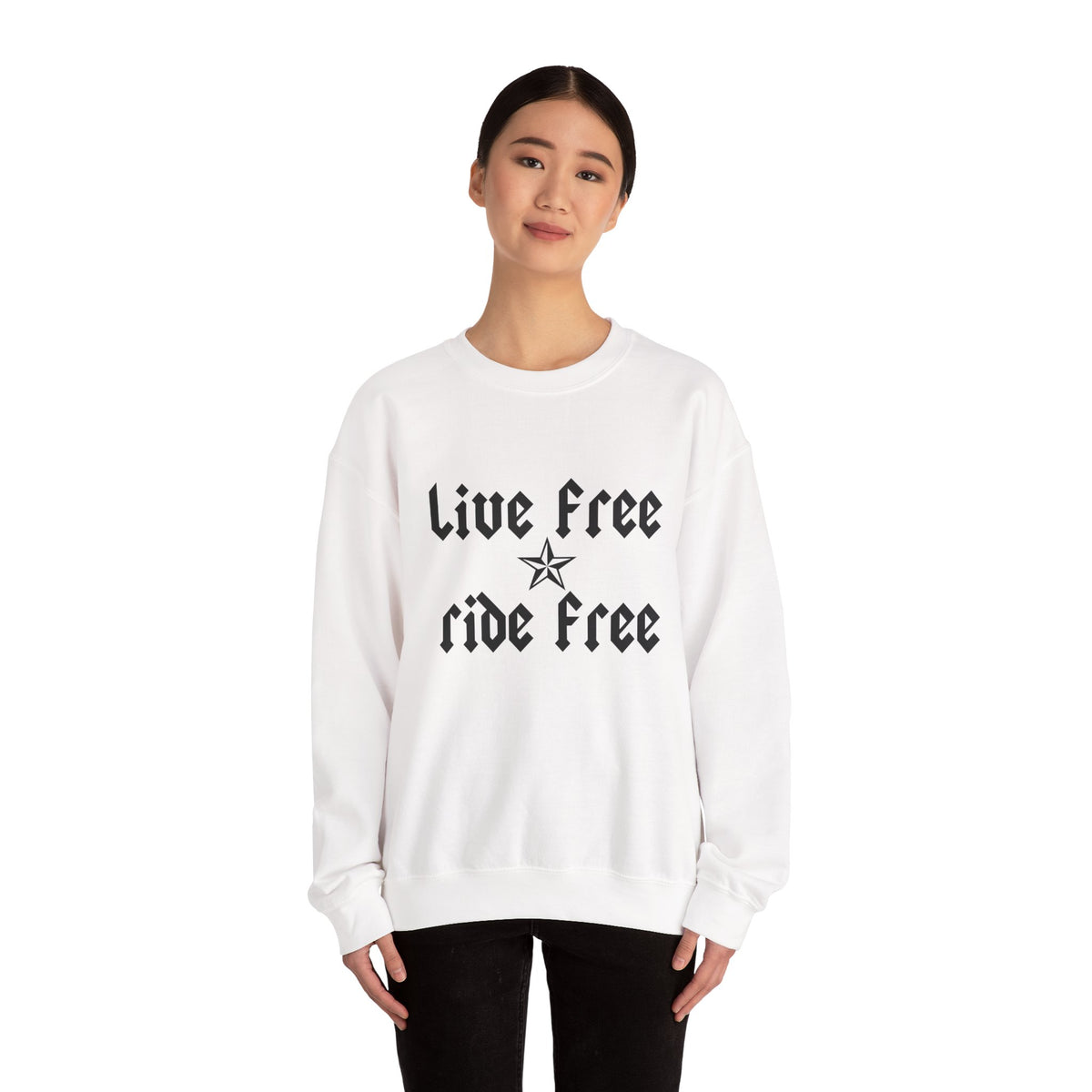 Live Free Ride Free - Dark Letters - Unisex Heavy Blend™ Crewneck Sweatshirt