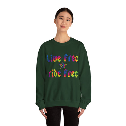 Live Free Ride Free Tie Dye Unisex Heavy Blend™ Crewneck Sweatshirt