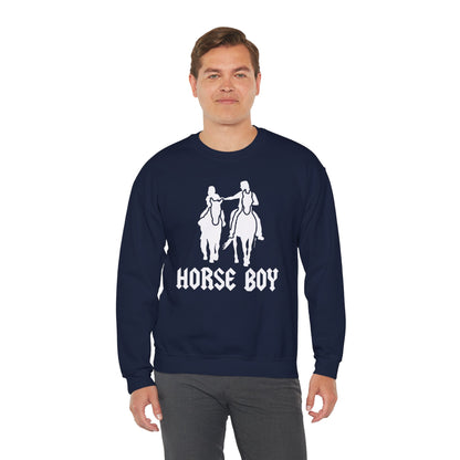 Horse Boy Logo White - Unisex Heavy Blend™ Crewneck Sweatshirt
