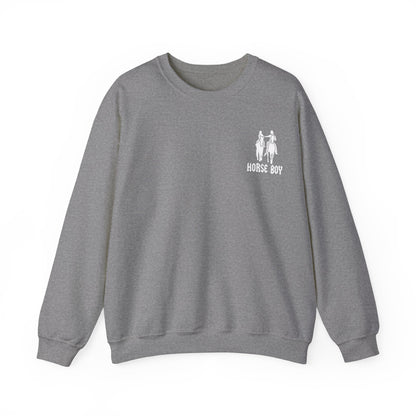Horse Boy Logo Small White - Unisex Heavy Blend™ Crewneck Sweatshirt