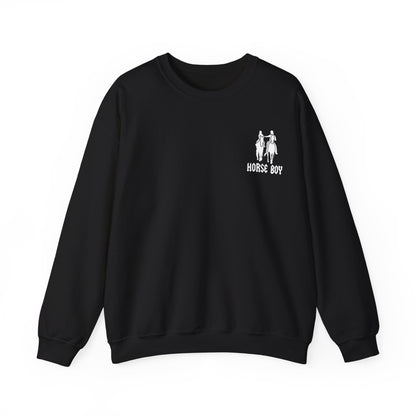 Horse Boy Logo Small White - Unisex Heavy Blend™ Crewneck Sweatshirt