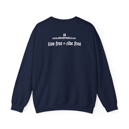 Horse Boy Logo Small White - Unisex Heavy Blend™ Crewneck Sweatshirt