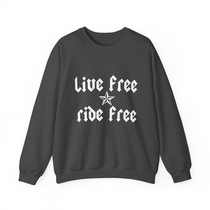 Live Free Ride Free - Light Letters - Unisex Heavy Blend™ Crewneck Sweatshirt
