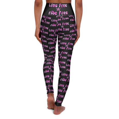 Live Free Ride Free Pink Tie Dye - High Waisted Yoga Leggings (AOP)
