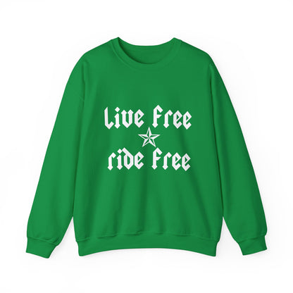 Live Free Ride Free - Light Letters - Unisex Heavy Blend™ Crewneck Sweatshirt