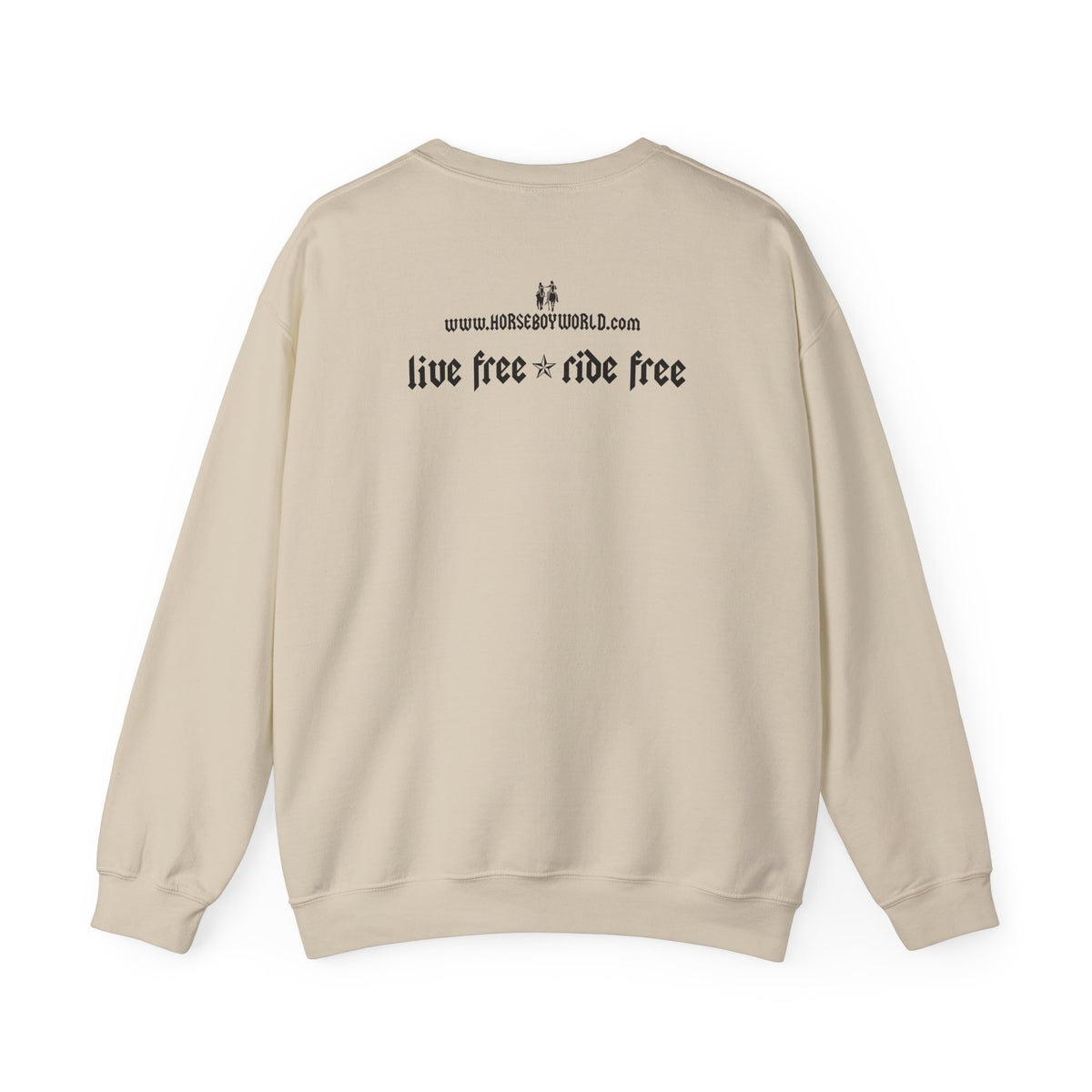 Horse Boy Crewneck Sweatshirt — "Live Free • Ride Free" Back Print