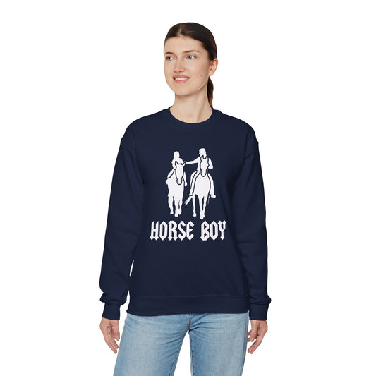Horse Boy Logo White - Unisex Heavy Blend™ Crewneck Sweatshirt