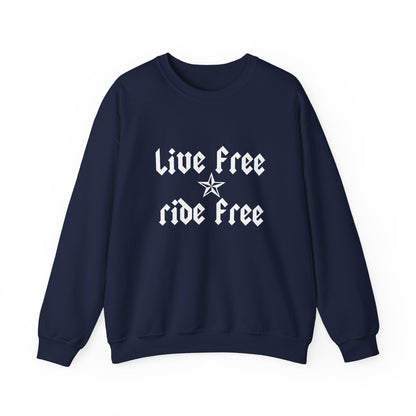 Live Free Ride Free - Light Letters - Unisex Heavy Blend™ Crewneck Sweatshirt