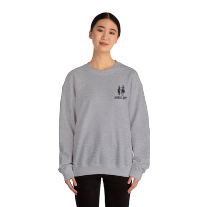 Horse Boy Crewneck Sweatshirt — "Live Free • Ride Free" Back Print