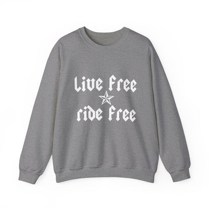 Live Free Ride Free - Light Letters - Unisex Heavy Blend™ Crewneck Sweatshirt