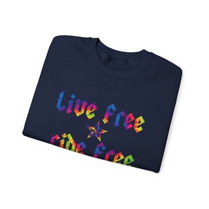 Live Free Ride Free Tie Dye Unisex Heavy Blend™ Crewneck Sweatshirt