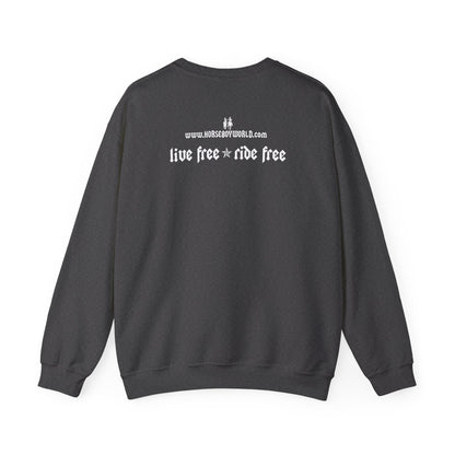 Horse Boy Crewneck Sweatshirt — Live Free, Ride Free on back