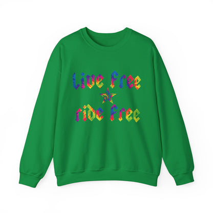 Live Free Ride Free Tie Dye Unisex Heavy Blend™ Crewneck Sweatshirt