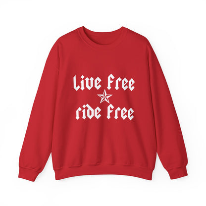 Live Free Ride Free - Light Letters - Unisex Heavy Blend™ Crewneck Sweatshirt
