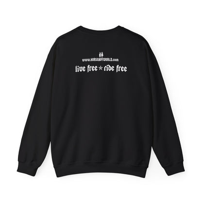 Horse Boy Crewneck Sweatshirt — Live Free, Ride Free on back