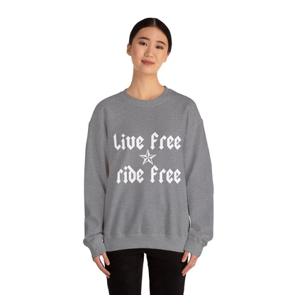 Live Free Ride Free - Light Letters - Unisex Heavy Blend™ Crewneck Sweatshirt