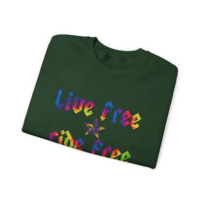 Live Free Ride Free Tie Dye Unisex Heavy Blend™ Crewneck Sweatshirt
