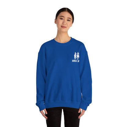 Horse Boy Logo Small White - Unisex Heavy Blend™ Crewneck Sweatshirt