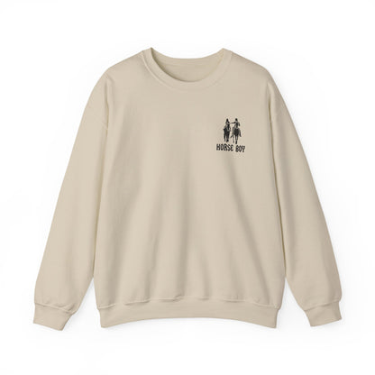 Horse Boy Crewneck Sweatshirt — "Live Free • Ride Free" Back Print