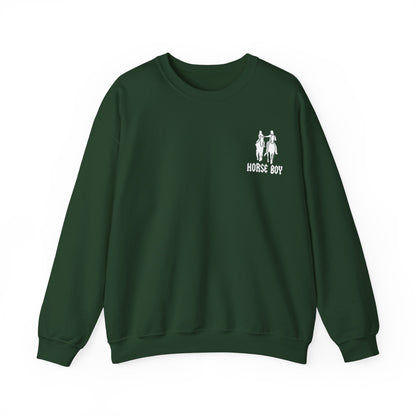 Horse Boy Logo Small White - Unisex Heavy Blend™ Crewneck Sweatshirt