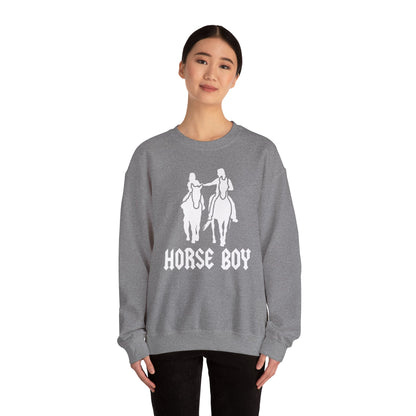 Horse Boy Logo White - Unisex Heavy Blend™ Crewneck Sweatshirt